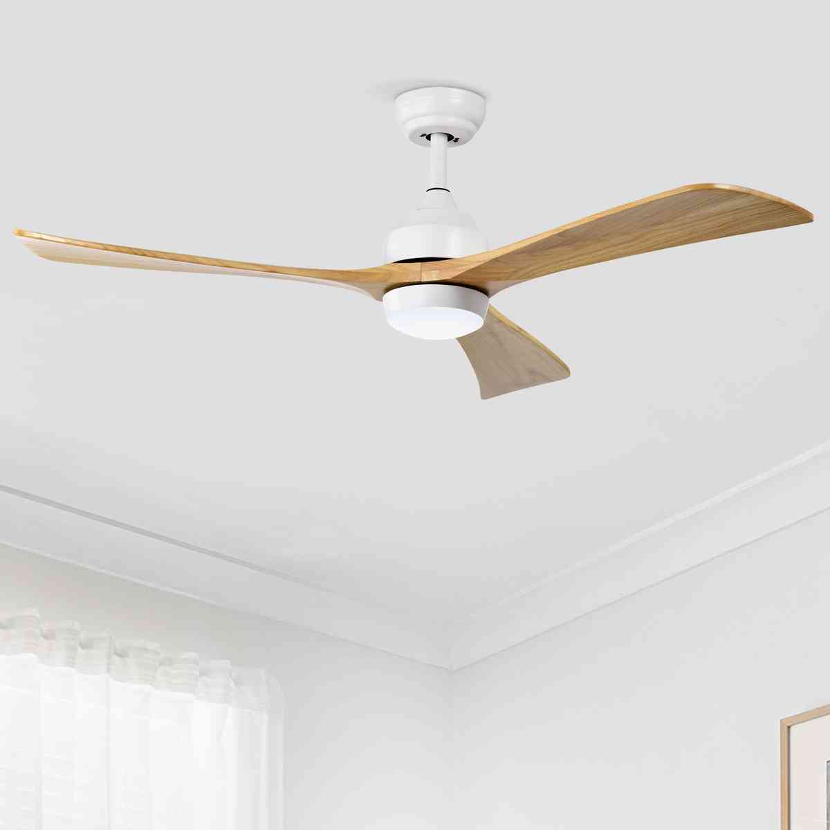 52"  Ceiling Fan with Lights Remote Control,Quiet DC Motor 3 Blade Ceiling Fans 6 Speed Levels,Reversible Ceiling Fan,  for Patio Living Room, Bedroom, Office,Indoor.(White +Natural)