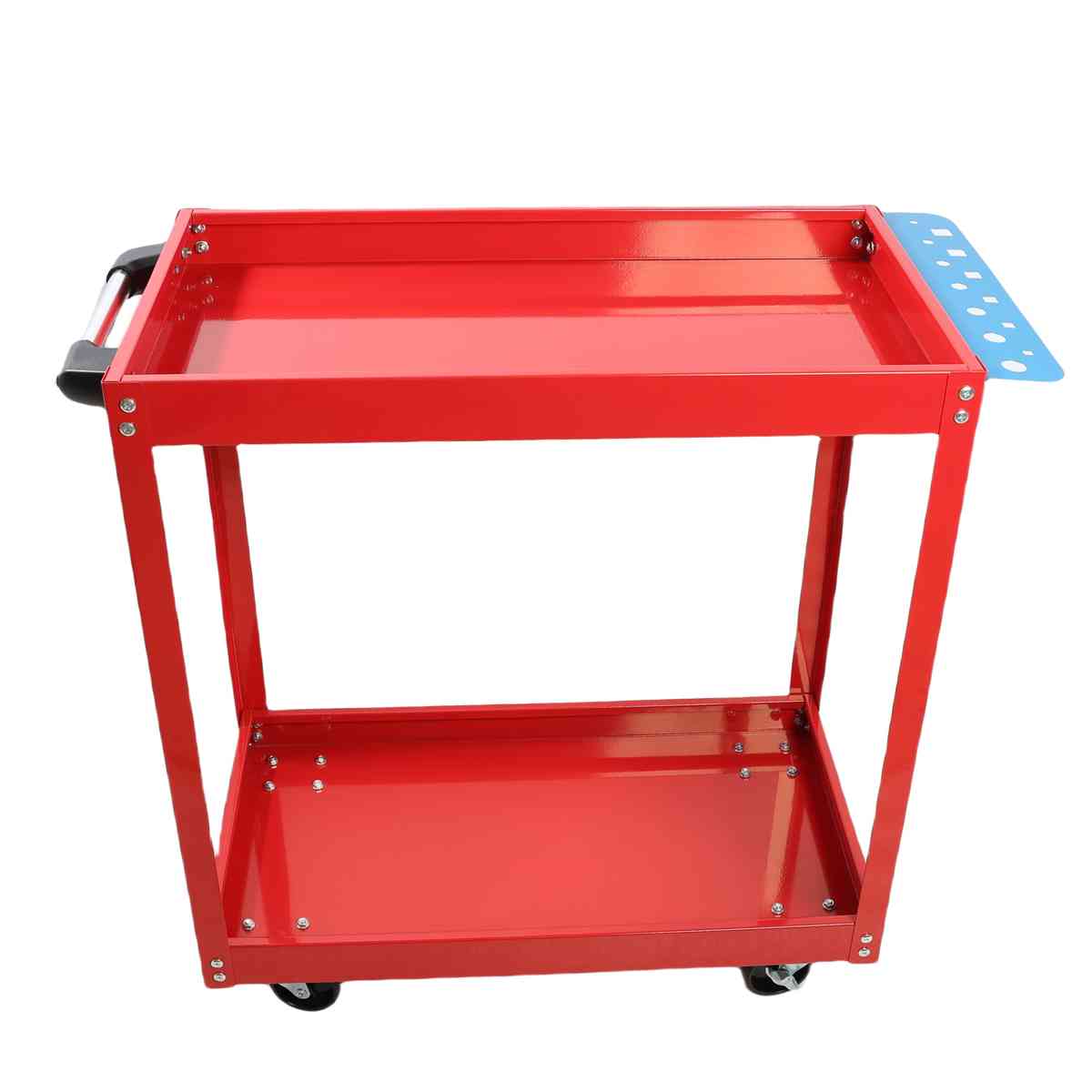 Tool Cart on Wheels, Heavy Duty Steel Utility Cart w/Lockable Wheels, 400 LBS Capacity Industrial Service Cart for Garage, Warehouse, Workshop (Two-layer Bright Red)