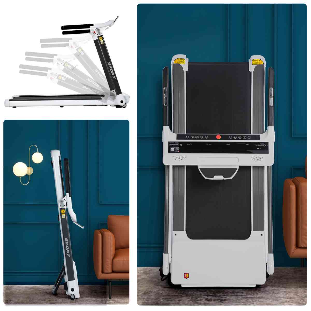 Portable Compact Treadmill;Electric Motorized 3.5HP;14KM/H;Medium Running Machine Motorised Gym 330lbs;Foldable for Home Gym Fitness Workout Jogging Walking;Bluetooth Speaker APP FITIME
