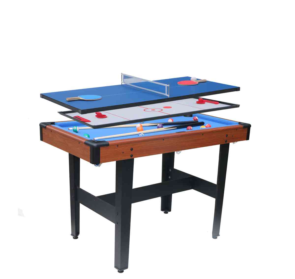 48″ 3-in-1 Multi Game Table - Combo Game Table Set - Billiards/Pool, Glide Hockey and Table Tennis for Home, Game Room, Friends and Family!