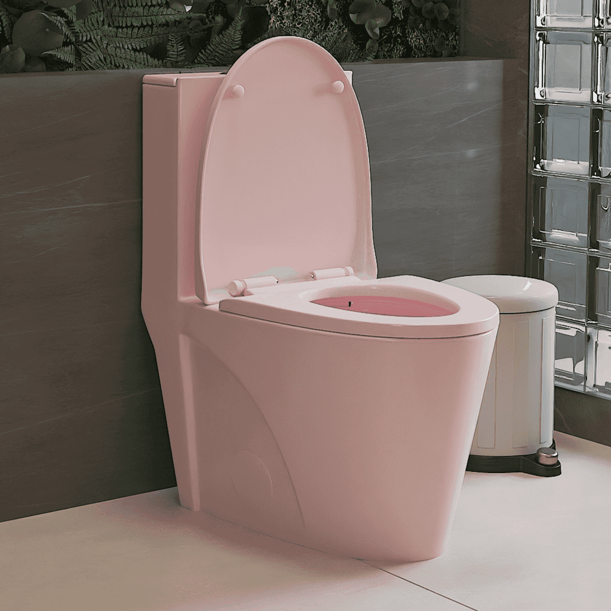 1.1/1.60 GPF Dual-Flush One Piece Toilet, Water-Saving Elongated Comfort Height Floor Mounted, Soft Close 1000 Gram Map Flushing Score Toilet, Pink Rose 23T01-RS