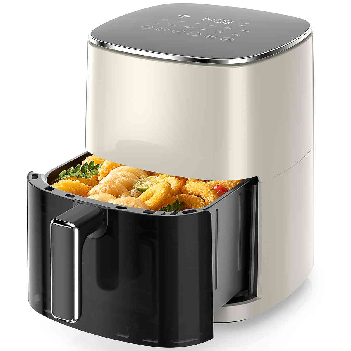 Air Fryer 6 Quart Capacity with Window Square Air Fryer 12-in-1 Air Fry, Roast, Reheat, Dehydrate, Bake, Steam with 400F, Beige