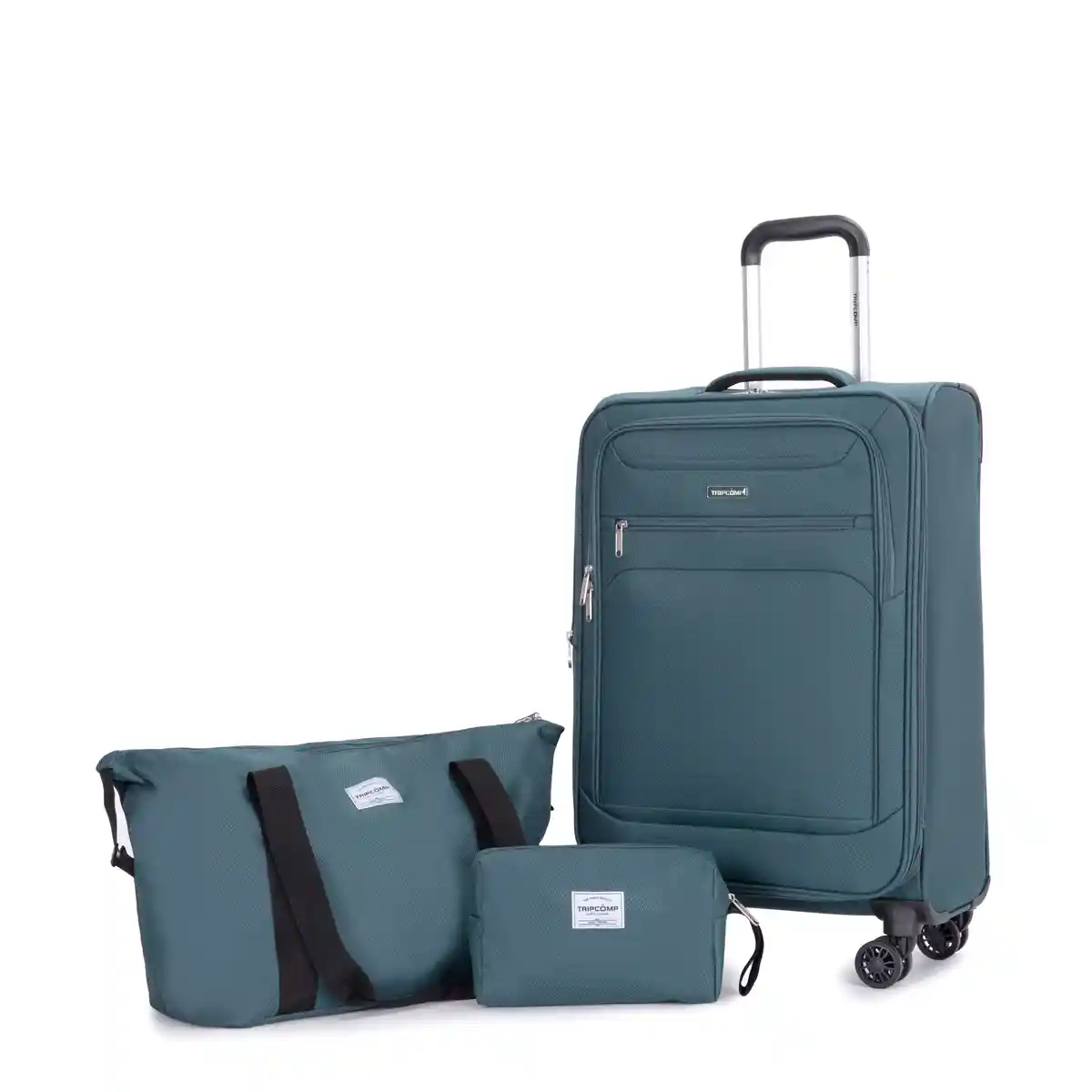 3-Piece Set (18/Travelbag/toiletry bag) ,Softshell Suitcase Spinner Wheels Terylene Polyester Luggage Sets Carry On Suitcase Luggage Lightweight Durable Suitcase Dark Green