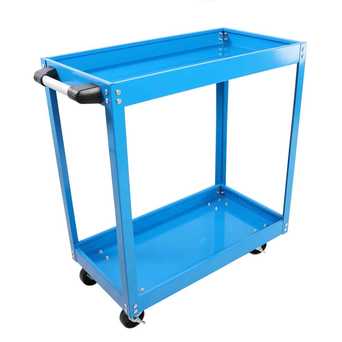Tool Cart on Wheels, Heavy Duty Steel Utility Cart w/Lockable Wheels, 400 LBS Capacity Industrial Service Cart for Garage, Warehouse, Workshop (Two-layer Bright Blue)