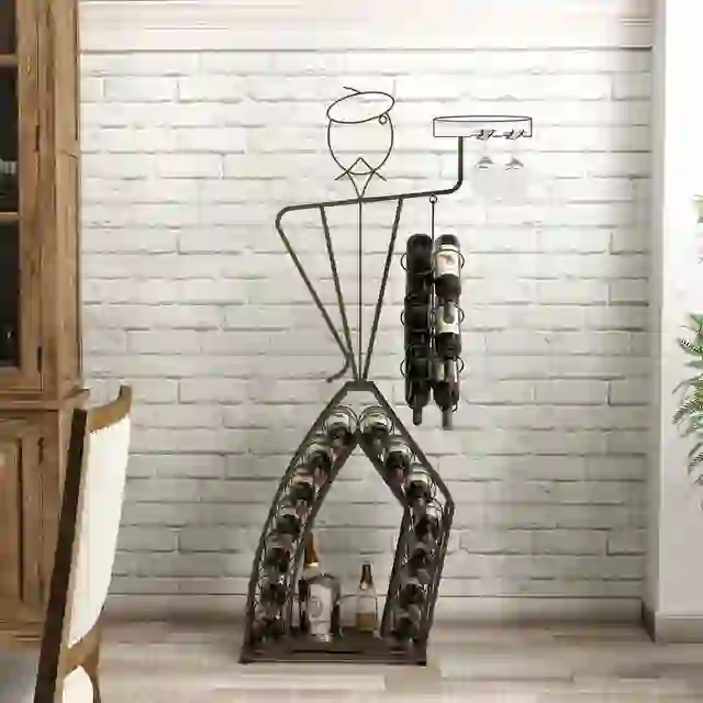 Unique Design Wine Bakers Rack, Freestanding Wine Rack with Storage Bottle, Wine Storage Home Bar for Liquor and Wine, Organizer for Kitchen, Dining Room